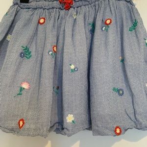 Mini Boden blue twirly skirt with embroidered flowers girls 7